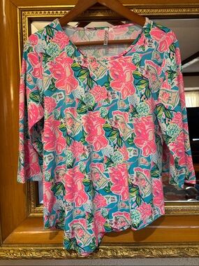 Lulu-B Blue & Pink Golf Shirt - Size M